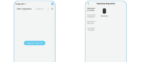 Skjermbildet for å legge til enhet på startsiden og enhetslisten i appen