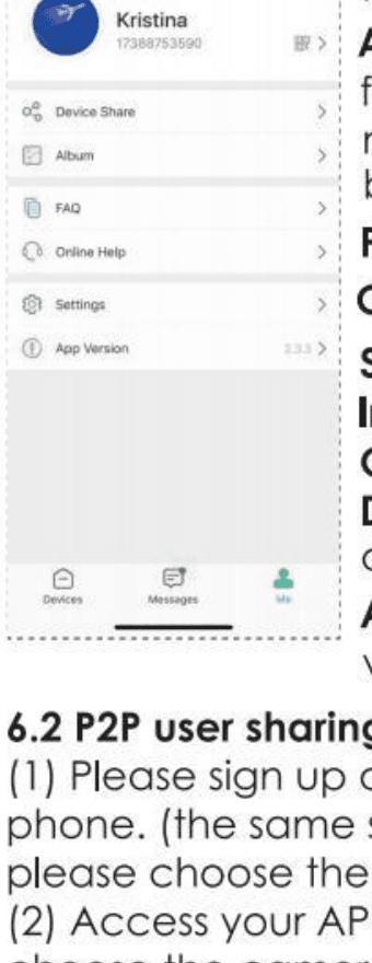 CloudEdge Me page with Device Share, Album, FAQ, Online Help and Settings