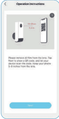 Pantalla de instrucciones de uso que muestra cómo escanear el código QR con la cámara