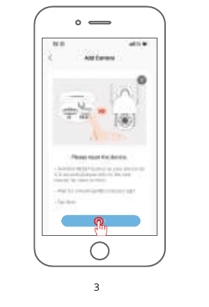 Pantalla de la app: reinicia el dispositivo y espera a que el indicador luminoso parpadee en rojo