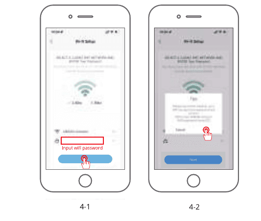 Pantalla de configuración del Wi-Fi: selecciona una red de 2.4 GHz e introduce tu contraseña