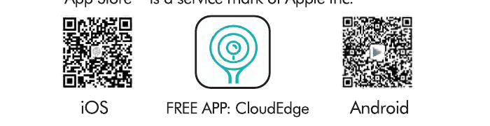 رموز QR لنظامي iOS وAndroid لتنزيل تطبيق CloudEdge المجاني