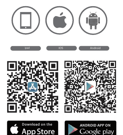 Iconos de plataforma y códigos QR del App Store y Google Play para CloudEdge