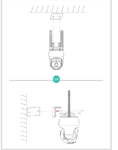 Diagramas de instalación en techo y en pared
