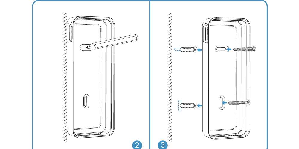 Mark the screw holes with the rear mount, then fix the mount to the wall with anchors and screws