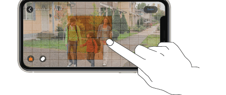 Drawing customized motion detection zones (orange) on the live image with a finger