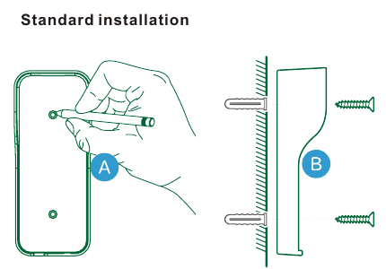 Marking screw positions and mounting the bracket to the wall with plugs and screws