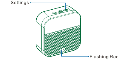 Chime in pairing mode with the Settings button pressed and the indicator flashing red