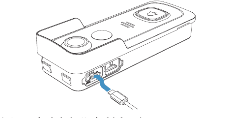 Charging cable plugged into the charging port on the bottom of the doorbell