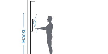 Diagram showing the doorbell mounted 120 cm above the ground