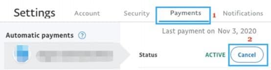 Κουμπί ακύρωσης PayPal