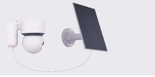 Kamera koblet til solpanelet via en Micro USB-kabel