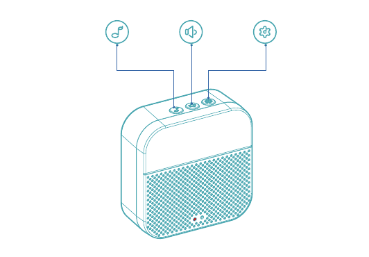 Chime with the ringtone, volume and settings buttons indicated
