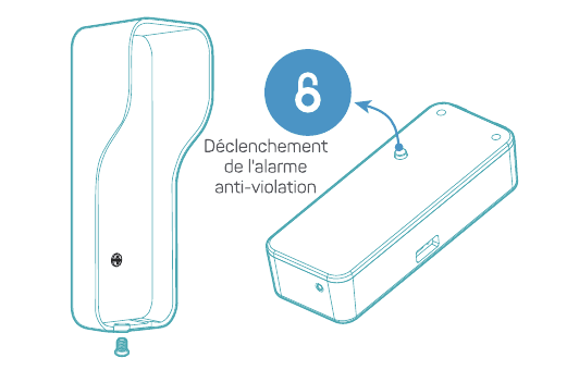 Diagram showing the anti-tamper trigger on the back of the doorbell