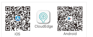 QR codes to download the CloudEdge app for iOS and Android