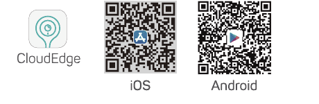 CloudEdge app logo with iOS and Android download QR codes