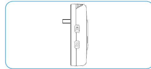 Wireless chime with USB plug inserted, left side view